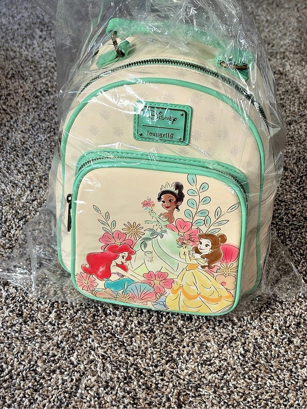 Disney Princess Floral Backpack in Cream & Green